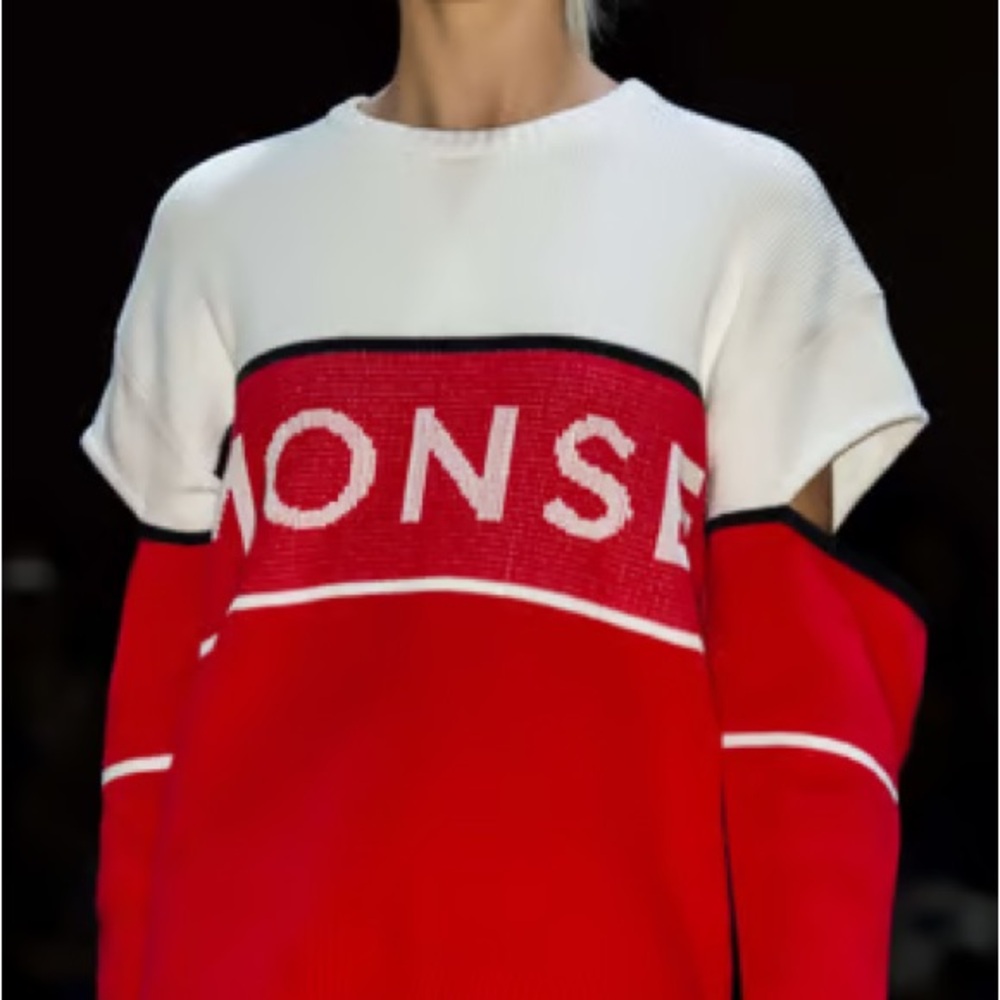 Monse Red and White Cut Out Sweater.